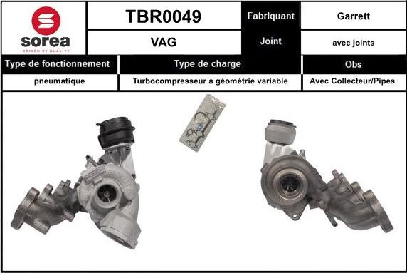 Sera TBR0049 - Турбина, компрессор www.autospares.lv