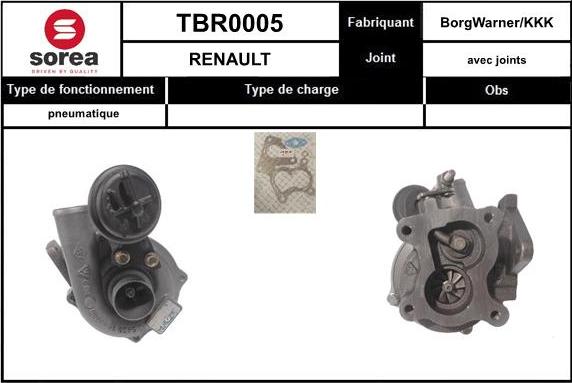 Sera TBR0005 - Турбина, компрессор www.autospares.lv