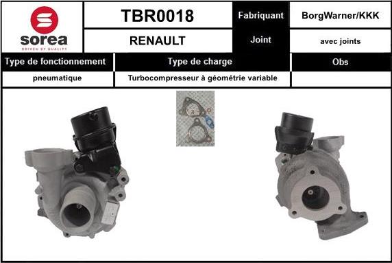 Sera TBR0018 - Турбина, компрессор www.autospares.lv