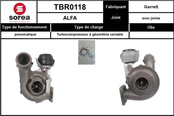 Sera TBR0118 - Турбина, компрессор www.autospares.lv