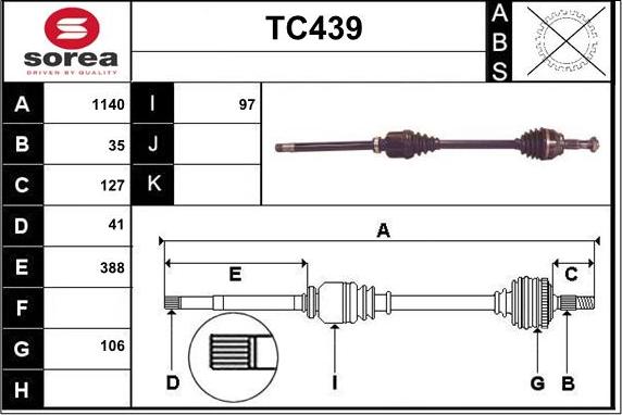 Sera TC439 - Piedziņas vārpsta autospares.lv