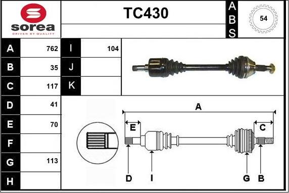 Sera TC430 - Piedziņas vārpsta www.autospares.lv