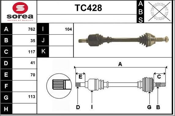 Sera TC428 - Piedziņas vārpsta www.autospares.lv