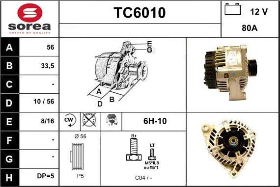 Sera TC6010 - Alternator www.autospares.lv