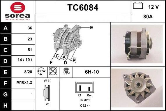 Sera TC6084 - Alternator www.autospares.lv