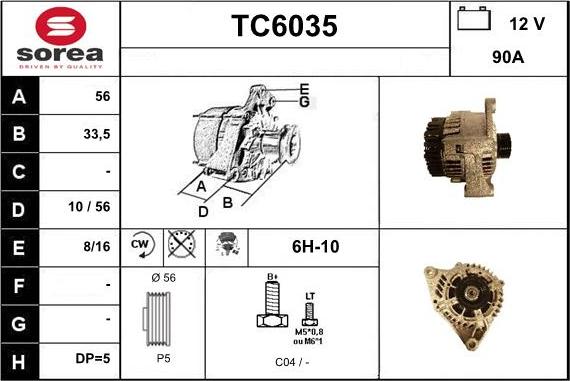 Sera TC6035 - Alternator www.autospares.lv