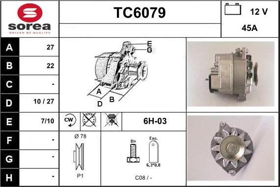 Sera TC6079 - Alternator www.autospares.lv