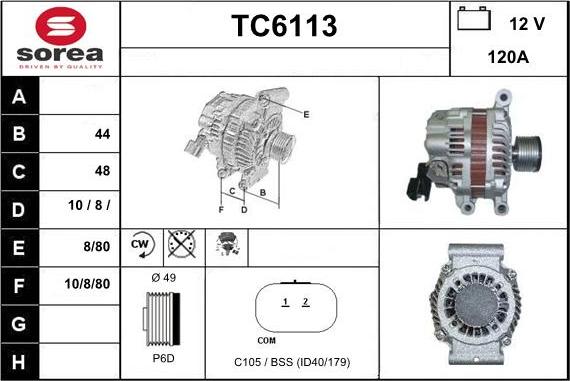 Sera TC6113 - Alternator www.autospares.lv