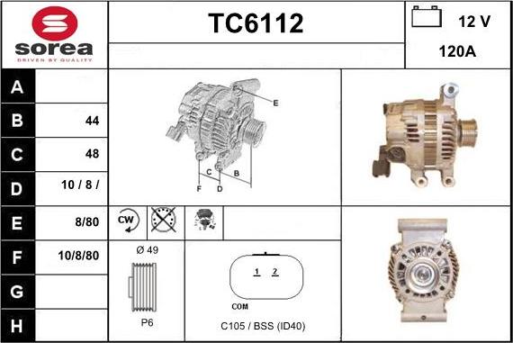 Sera TC6112 - Alternator www.autospares.lv