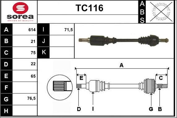 Sera TC116 - Piedziņas vārpsta www.autospares.lv