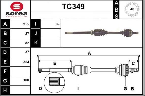 Sera TC349 - Piedziņas vārpsta www.autospares.lv