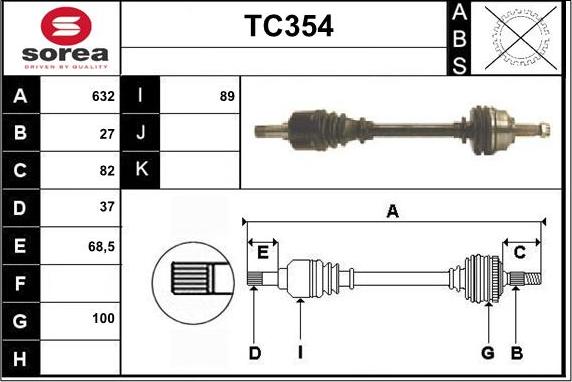 Sera TC354 - Piedziņas vārpsta www.autospares.lv