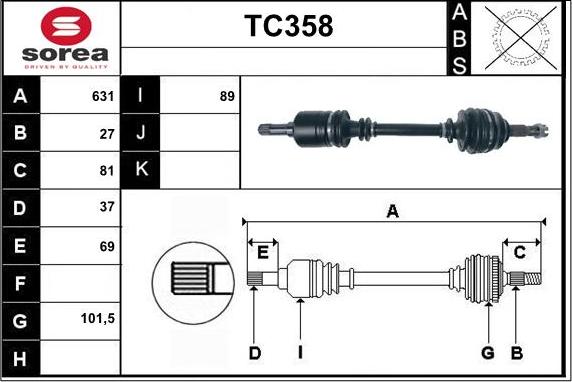 Sera TC358 - Drive Shaft www.autospares.lv