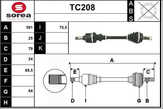 Sera TC208 - Piedziņas vārpsta autospares.lv