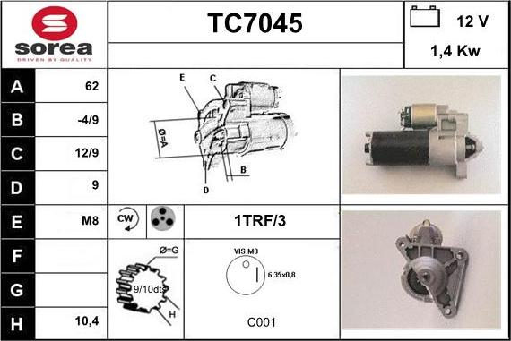 Sera TC7045 - Starteris autospares.lv