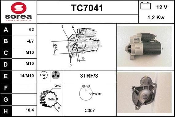 Sera TC7041 - Starter www.autospares.lv