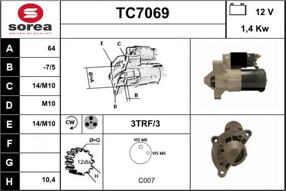 Sera TC7069 - Starteris www.autospares.lv