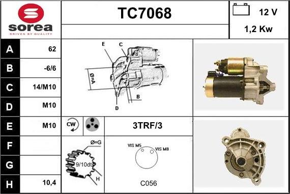 Sera TC7068 - Стартер www.autospares.lv