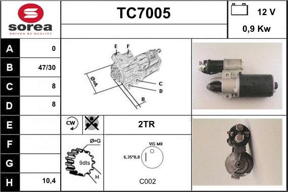 Sera TC7005 - Стартер www.autospares.lv