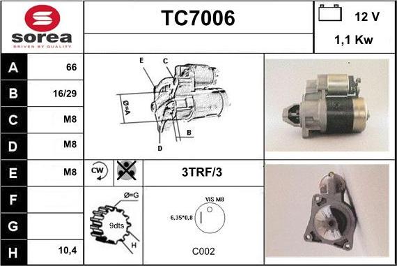 Sera TC7006 - Starteris autospares.lv