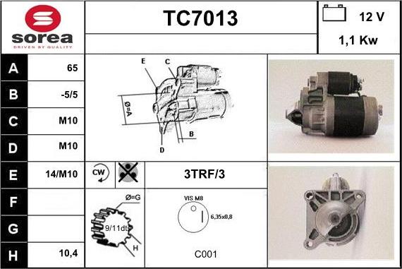 Sera TC7013 - Стартер www.autospares.lv