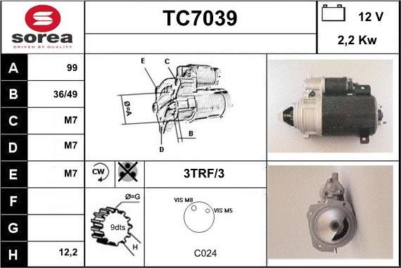 Sera TC7039 - Starteris autospares.lv