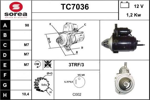 Sera TC7036 - Starteris autospares.lv