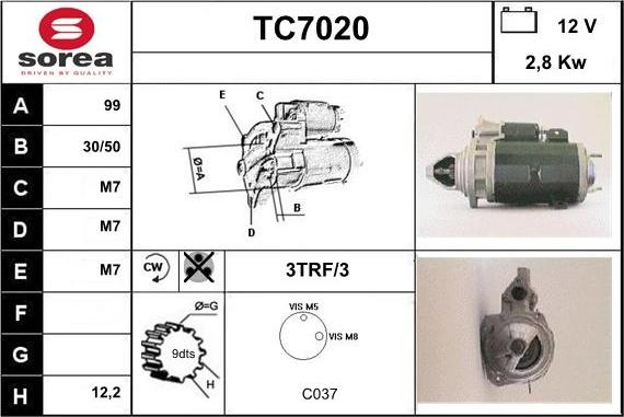 Sera TC7020 - Starteris autospares.lv