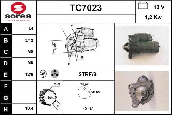 Sera TC7023 - Starteris autospares.lv