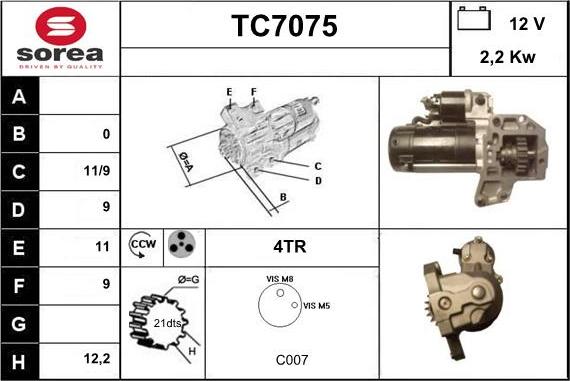 Sera TC7075 - Starteris autospares.lv