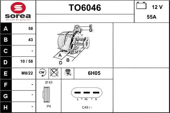 Sera TO6046 - Генератор www.autospares.lv