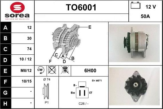 Sera TO6001 - Alternator www.autospares.lv