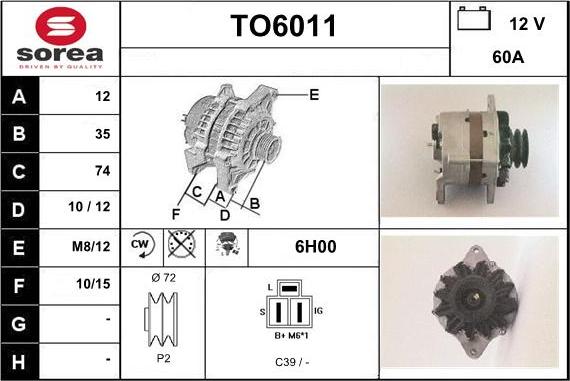 Sera TO6011 - Alternator www.autospares.lv