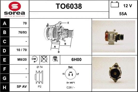 Sera TO6038 - Ģenerators www.autospares.lv