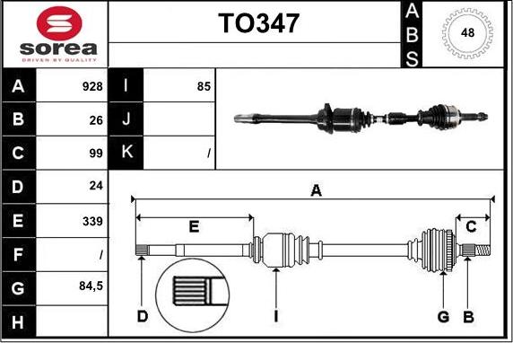 Sera TO347 - Piedziņas vārpsta autospares.lv