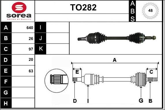 Sera TO282 - Piedziņas vārpsta www.autospares.lv