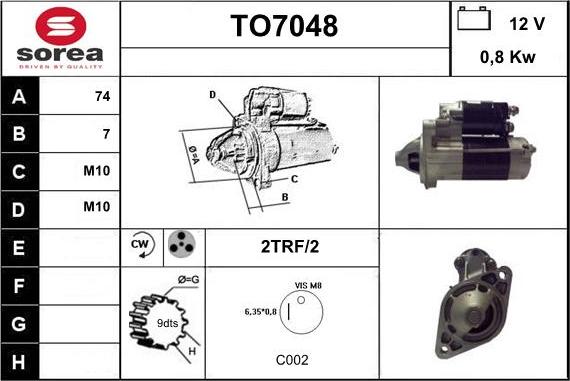 Sera TO7048 - Starteris www.autospares.lv