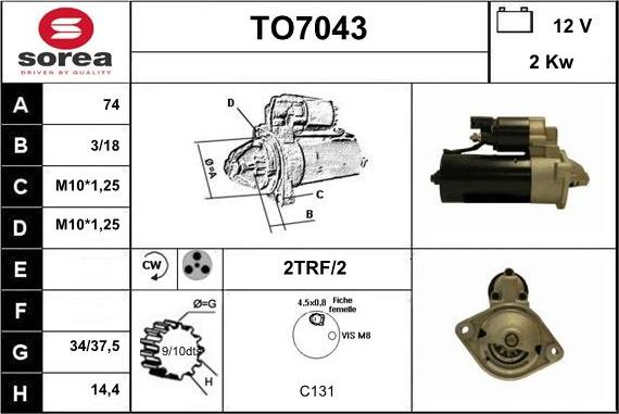 Sera TO7043 - Starteris autospares.lv