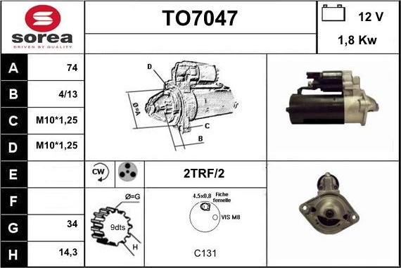 Sera TO7047 - Starter www.autospares.lv