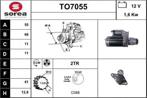 Sera TO7055 - Starteris www.autospares.lv