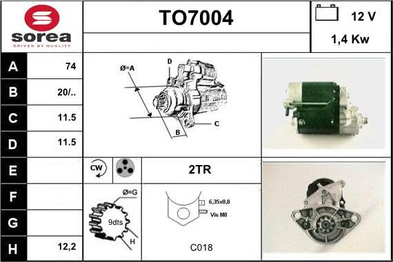 Sera TO7004 - Стартер www.autospares.lv