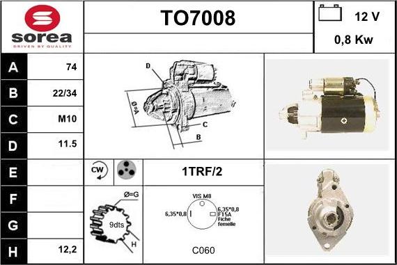 Sera TO7008 - Starteris www.autospares.lv