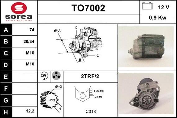 Sera TO7002 - Starteris www.autospares.lv