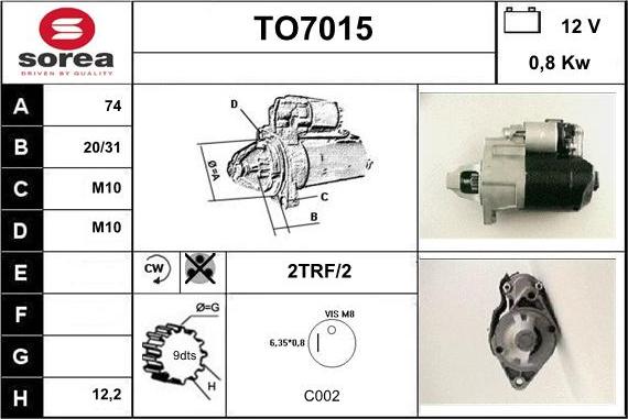 Sera TO7015 - Starteris www.autospares.lv