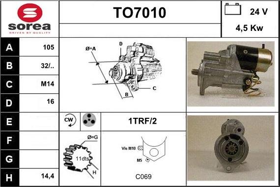 Sera TO7010 - Стартер www.autospares.lv