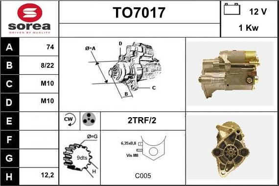 Sera TO7017 - Starteris www.autospares.lv