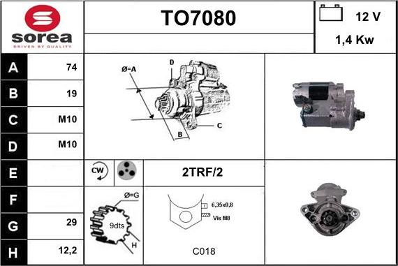 Sera TO7080 - Стартер www.autospares.lv