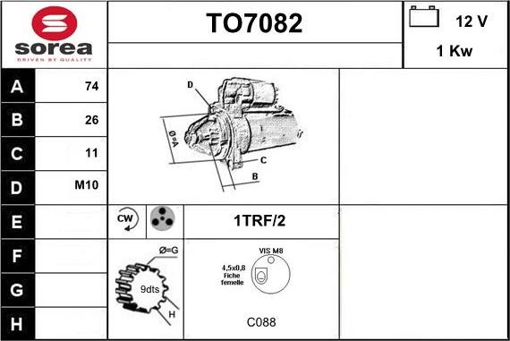 Sera TO7082 - Starteris www.autospares.lv