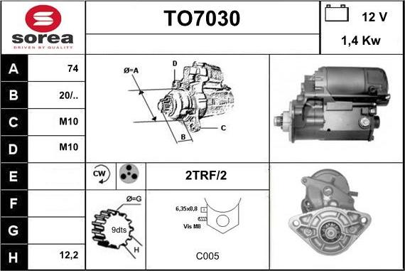 Sera TO7030 - Стартер www.autospares.lv