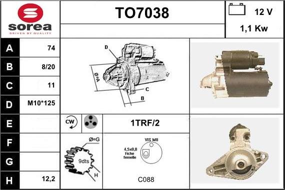 Sera TO7038 - Starteris autospares.lv